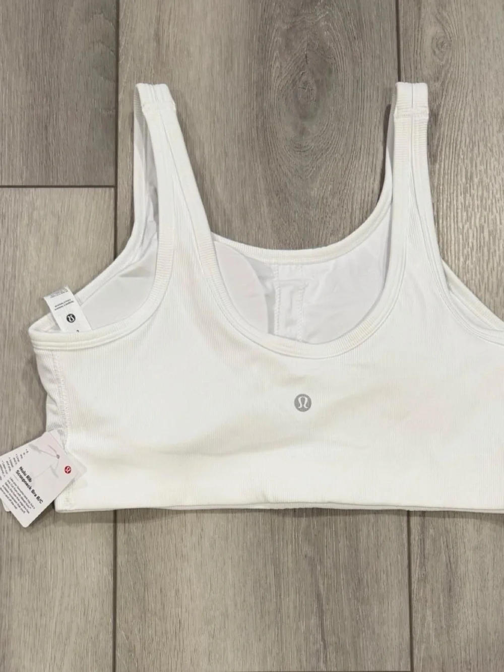 lululemon Nulu Rib Scoop Neck Bra in White. Light Support B/C Cup.